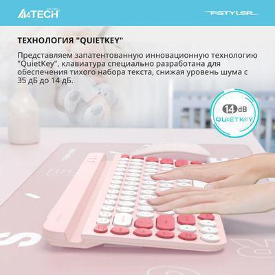 Клавиатура A4TECH Fstyler FBK30, USB, Bluetooth/Радиоканал, розовый [fbk30 raspberry] - фото 6 - id-p223666893