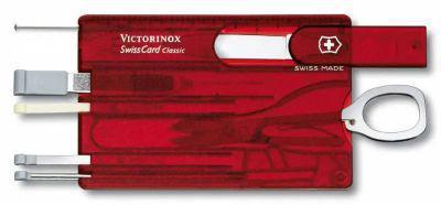 Швейцарская карта Victorinox SwissCard Classic, красный полупрозрачный, коробка подарочная [0.7100.t] - фото 1 - id-p225000861