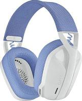 Гарнитура игровая Logitech G435, для компьютера и игровых консолей, накладные, Bluetooth/радио, белый / синий