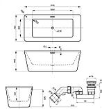 Отдельностоящая акриловая ванна Wellsee DeSire 231503004, 175,5*76 см, цвет белый глянец. Набор 4 в 1: ванна, фото 2