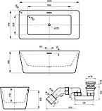 Отдельностоящая акриловая ванна Wellsee DeSire 231501003, 159,5*77 см, цвет белый глянец. Набор 4 в 1: ванн, фото 2