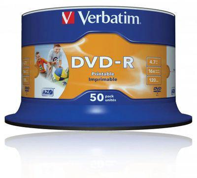 Оптический диск DVD-R VERBATIM 4.7Гб 16x, 50шт., cake box, printable [43533] - фото 2 - id-p226650363