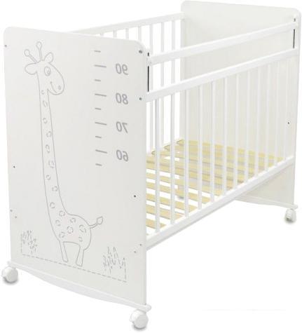 Классическая детская кроватка СКВ-Компани 4 Жираф 401001-2 (белый/серый) - фото 1 - id-p226135325