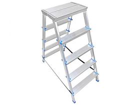 Стремянка LadderBel 5 ступеней двухстороняя с широкой площадкой Aluminum