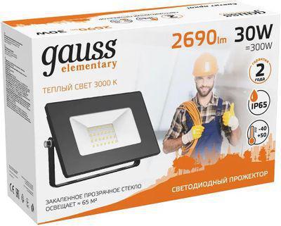 Прожектор уличный GAUSS 613527130, 30Вт - фото 3 - id-p225963410