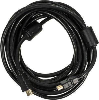 Кабель соединительный аудио-видео NingBo HDMI-5M-MG, HDMI (m) - HDMI (m) , ver 1.4, 5м, GOLD, ф/фильтр, черный - фото 1 - id-p225963432