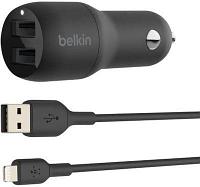 Автомобильное зарядное устройство Belkin CCD001bt1MBK, 2xUSB, 2.4A, черный