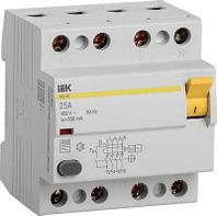 Выключатель дифф.тока УЗО IEK ВД1-63 (MDV10-4-025-300) 25A 300мА AC 4П 400В 4мод белый (упак.:1шт)
