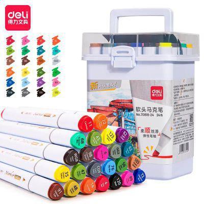 Набор маркеров для скетчинга Deli 70818-24, 24 цвет., скошенный пишущий наконечник - фото 1 - id-p226578816