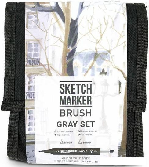 Маркер художественный Sketchmarker Brush Gray Set SMB-12GRAY (12 шт) - фото 1 - id-p226580166