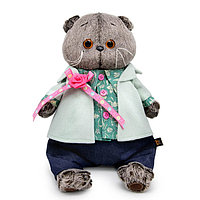 Мягкая игрушка "Басик в твидовом пиджаке с розой", 25 см Ks25-248