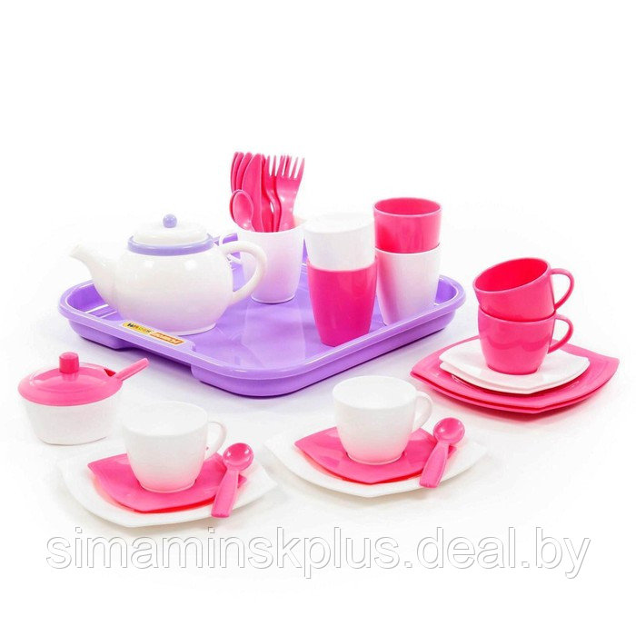 Набор детской посуды «Алиса», с подносом на 4 персоны, 35 элементов - фото 1 - id-p226672112