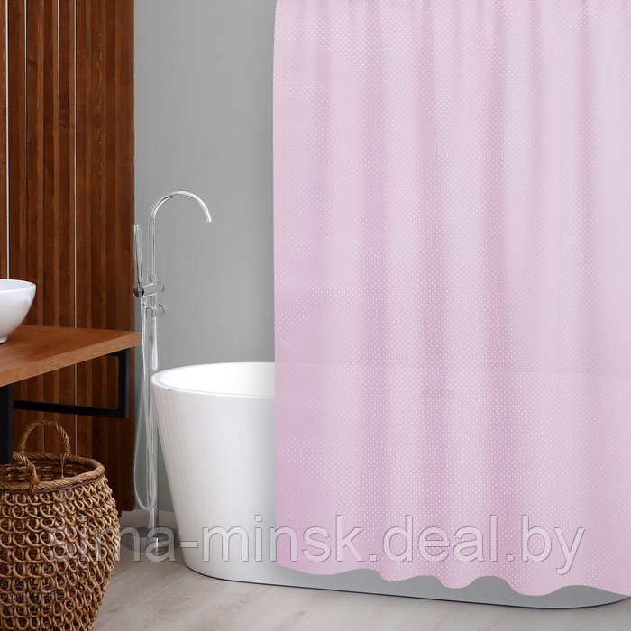 Штора для ванной комнаты "Бриллиант", 180х180 см, полиэстер, цвет светло-розовый - фото 1 - id-p226673457