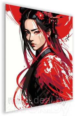 Картина по номерам PaintLine Японская девушка в красном кимоно / 2038586777229 - фото 1 - id-p226676244