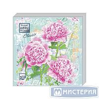 Салфетки 330х330 мм 3-сл., диз. Пионы, разноцв., бум., 20 шт/упак Bouquet 12 упак/кор