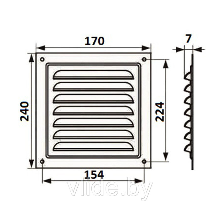 Решетка вентиляционная ZEIN Люкс РМ1724СР, 170 х 240 мм, с сеткой, металлическая, серебряная - фото 6 - id-p205025633