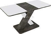 Кухонный стол Трия Люксембург тип 1 (ателье темный/белый/стекло белое матовое)