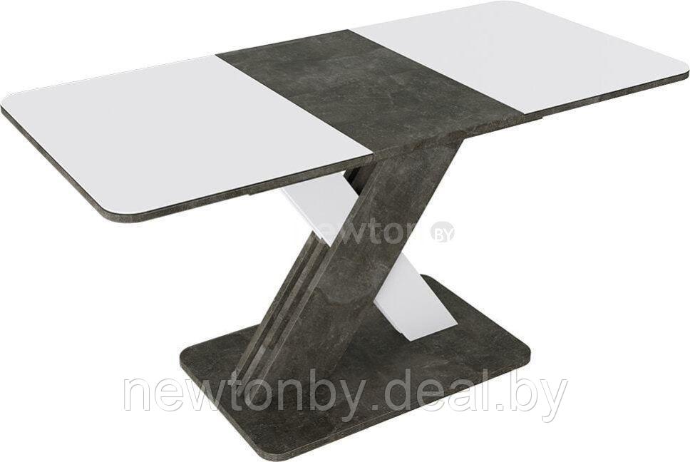 Кухонный стол Трия Люксембург тип 1 (ателье темный/белый/стекло белое матовое) - фото 1 - id-p226679732