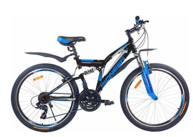 Велосипед двухподвес MTB горный взрослый со скоростями PIONEER COMFORT 26 дюймов колеса и рама 19" синий - фото 1 - id-p226681640