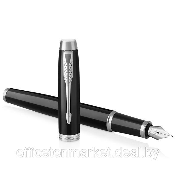 Ручка перьевая "Parker IM Black Lacquer CT", F, черный, серебристый, патрон синий - фото 2 - id-p226684974
