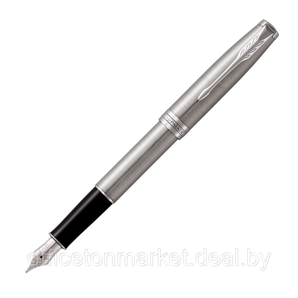 Ручка перьевая Parker "Sonnet Core Stainless Steel CT", F, серебристый, патрон черный - фото 1 - id-p226684977