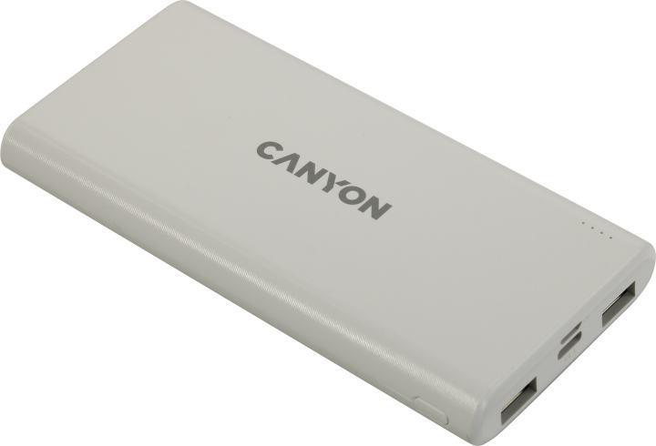 Внешний аккумулятор CANYON CNE-CPB1006W White (2xUSB 2.1A 10000mAh)