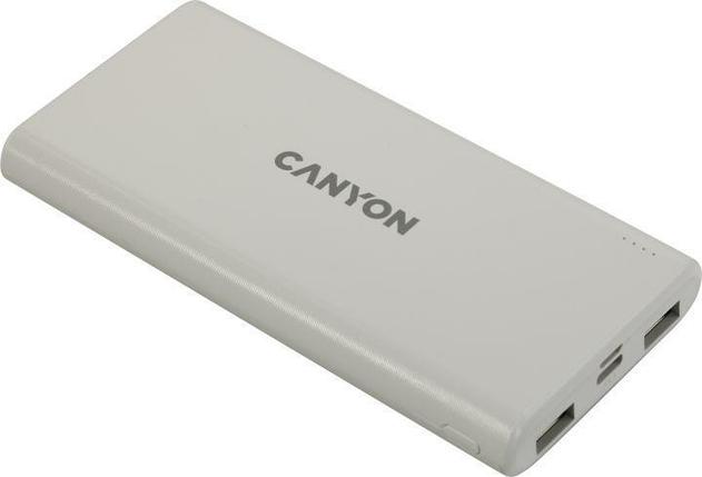 Внешний аккумулятор CANYON CNE-CPB1006W White (2xUSB 2.1A 10000mAh), фото 2