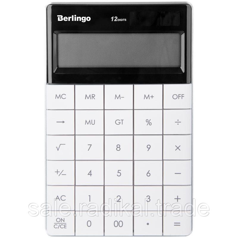 Калькулятор настольный 12 разрядов, двойное питание, 165*105*13 мм, цвет белый - фото 1 - id-p226694630