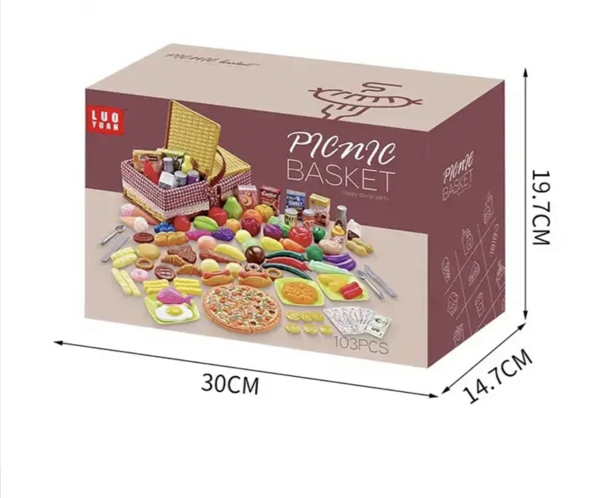 Игровой набор Набор пикник мини-корзина для фруктов, игровой набор для девочек, 103 предмета арт.8949