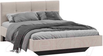 Полуторная кровать ТриЯ Элис тип 1 с мягкой обивкой 140x200 (велюр бежевый) - фото 1 - id-p225918948