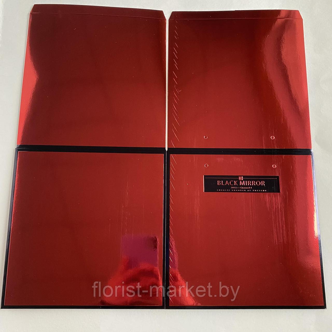 Уценка Коробка-пакет Black Mirror с ручками, 18*18*18 см, красный