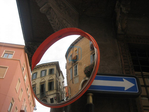 Зеркало обзорное круглое с козырьком из нержавеющей стали 600 мм - фото 4 - id-p226655190