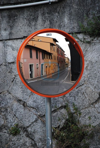 Зеркало обзорное круглое с козырьком из нержавеющей стали 600 мм - фото 5 - id-p226655190