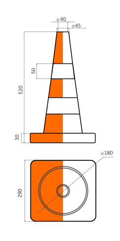 Конус сигнальный КС 2.4 (520 мм) оранжевый, 2 белые полосы - фото 4 - id-p226696538