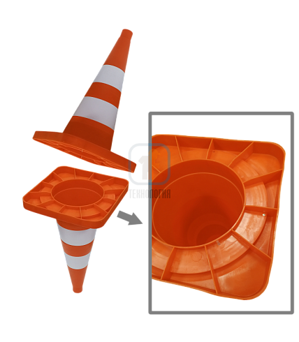 Конус КС-2.8 (520 мм) дорожный сигнальный оранжевый, 2 светоотражающие полосы - фото 2 - id-p226696540