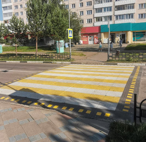 Приподнятый пешеходный переход ПИН (желтый средний элемент) высотой 50 мм - фото 7 - id-p226654980