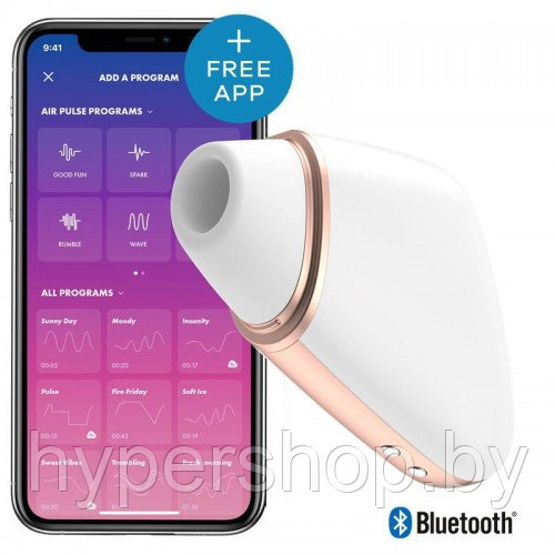 Бесконтактный стимулятор клитора Satisfyer Love Triangle с управлением через смартфон белый