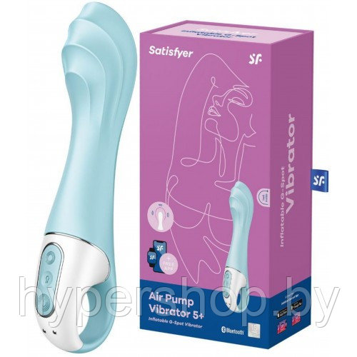 Расширяющийся смарт-вибратор с рельефной головкой Satisfyer Air Pump Vibrator 5+ голубой