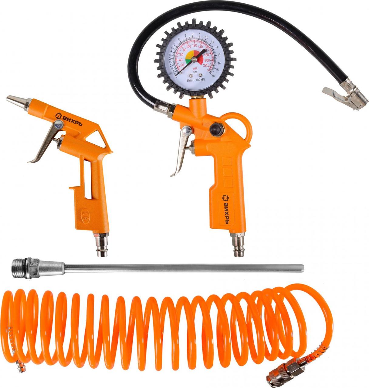 Набор пневмоинструментов Вихрь НП-4 компл.:4 предмета 140л/мин оранжевый/черный - фото 1 - id-p226699748
