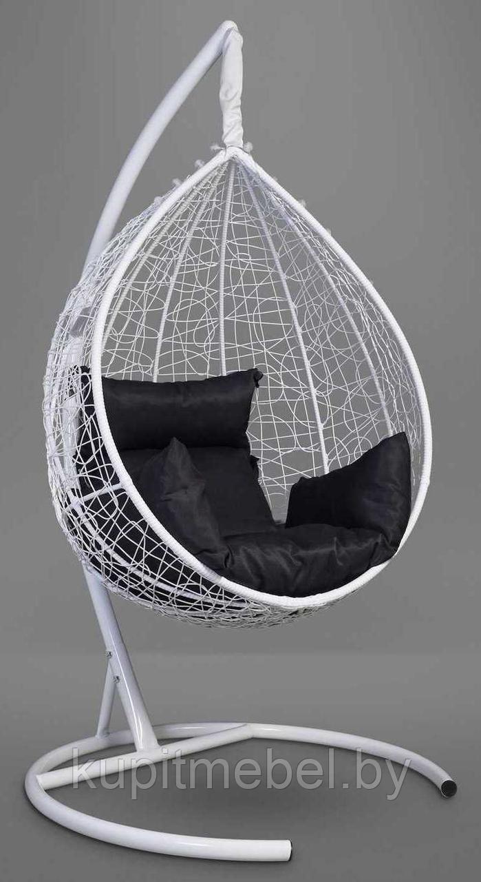 Подвесное кресло-кокон SEVILLA белый кокон + черная подушка