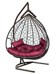 Подвесное кресло-кокон DUBLIN коричневый кокон +бордовая подушка