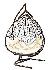 Подвесное кресло-кокон DUBLIN коричневый кокон + бежевая подушка