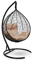 Подвесное кресло-кокон SEVILLA черный кокон + бежевая подушка