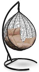 Подвесное кресло-кокон SEVILLA черный кокон + бежевая подушка