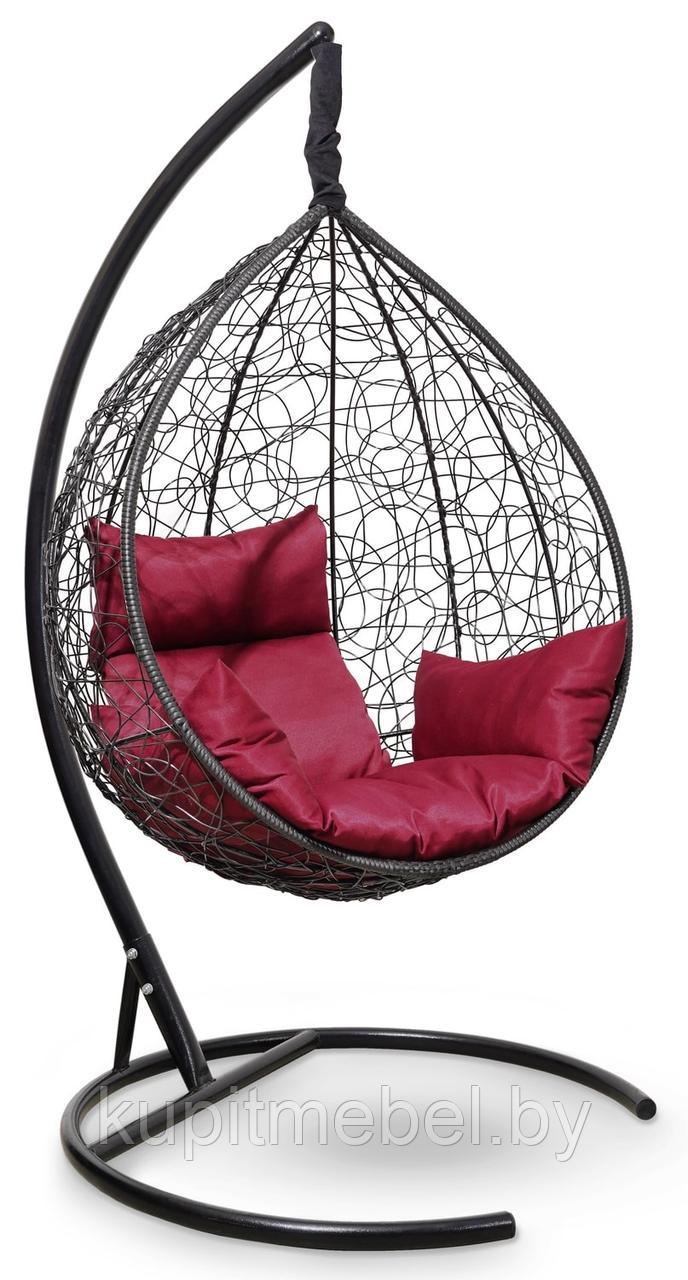 Подвесное кресло-кокон SEVILLA черный кокон + бордовая подушка - фото 1 - id-p226700382