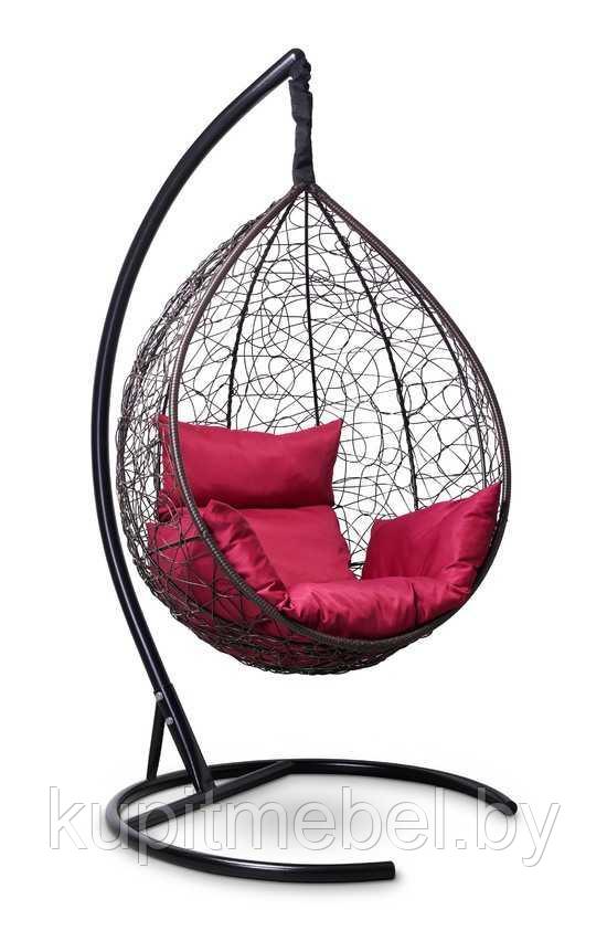 Подвесное кресло-кокон SEVILLA шоколадный кокон + бордовая подушка - фото 1 - id-p226700410