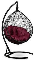 Подвесное кресло-кокон SEVILLA VERDE черный кокон + бордовая подушка