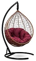 Подвесное кресло-кокон SEVILLA VERDE горячий шоколад кокон + бордовая подушка
