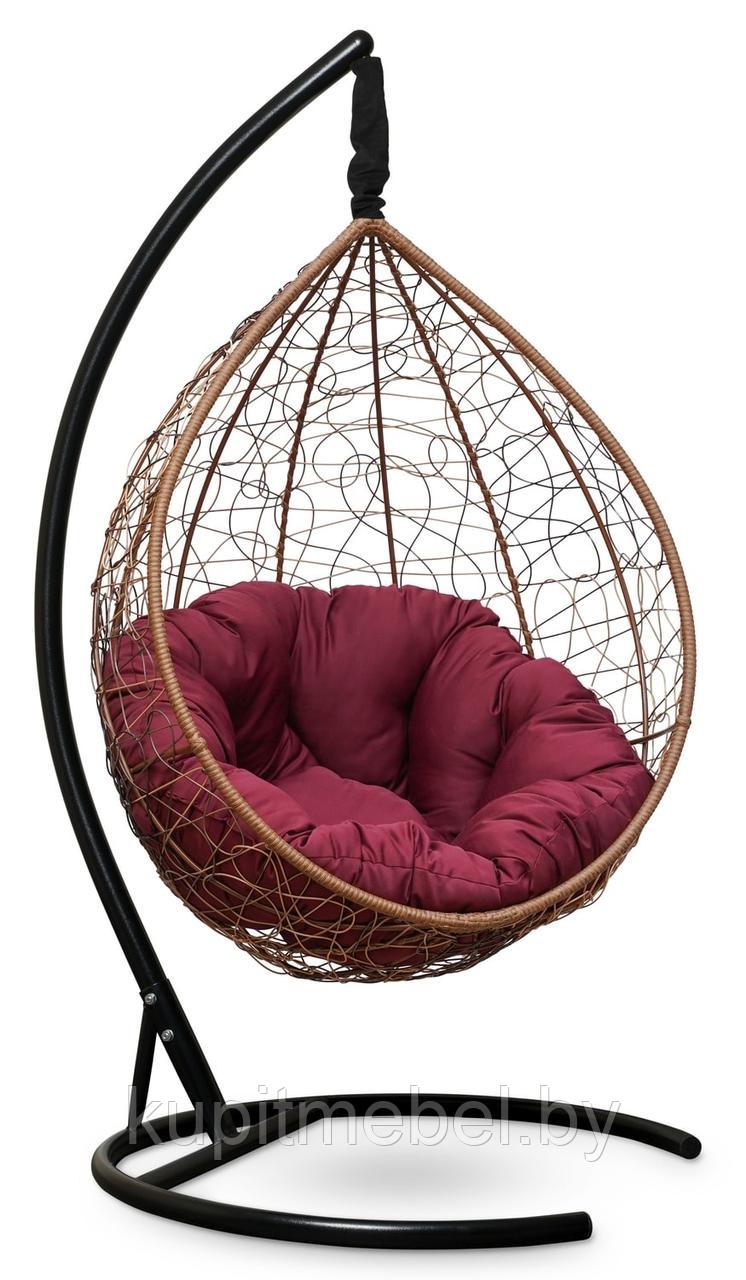 Подвесное кресло-кокон SEVILLA VERDE горячий шоколад кокон + бордовая подушка - фото 1 - id-p226700518
