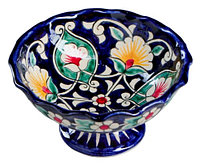 Конфетница «Риштанская керамика. Шафран» диаметр 13 см, «Цветы»